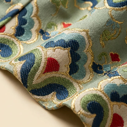 Sage Green Shu Brocade macro silk texture Cloud Motif close-up draped style TEXTURE