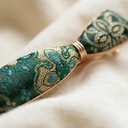 Emerald Green Shu Brocade — weave texture close-up macro detail